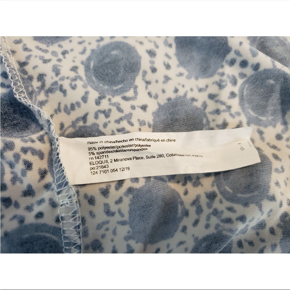 Eloquii Navy and White Patterned Long Sleeve Dress - Picture 4 of 4